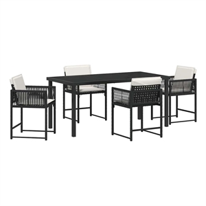 Afuera Living 5 Piece Poly Rattan Garden Dining Set in Black