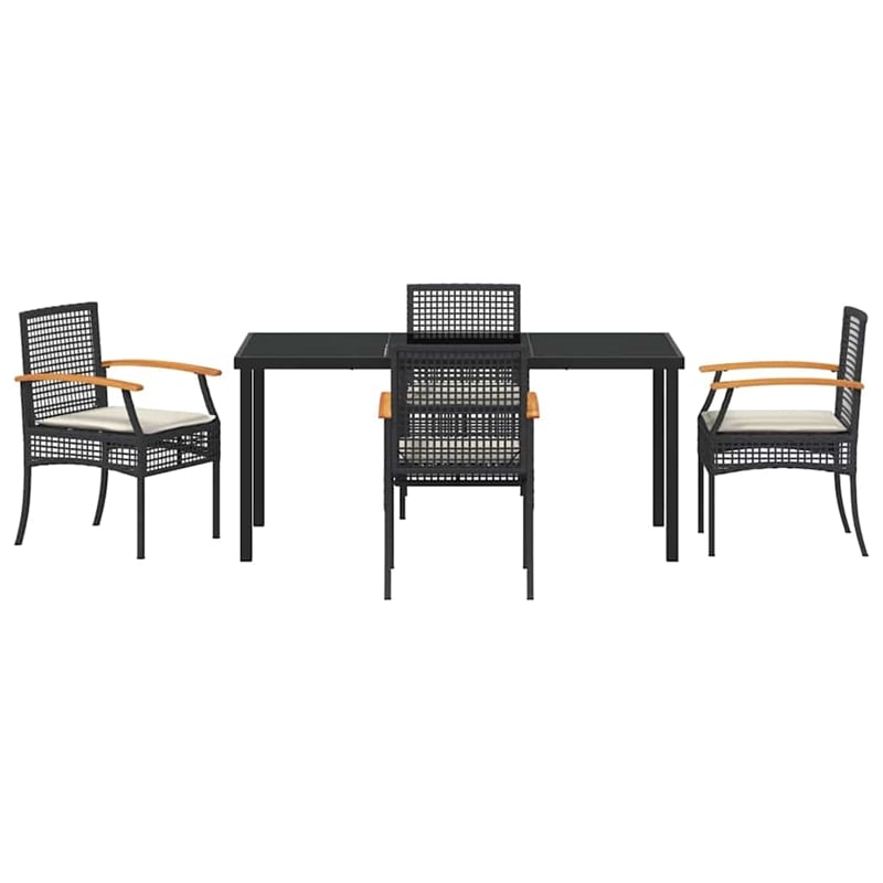 Afuera Living Contemporary 5 Piece Rattan Garden Dining Set in Black