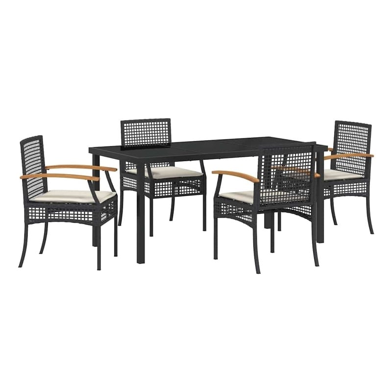 Afuera Living Contemporary 5 Piece Rattan Garden Dining Set in Black