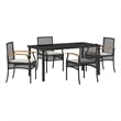 Afuera Living Contemporary 5 Piece Rattan Garden Dining Set in Black