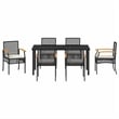 Afuera Living Contemporary 7 Piece Rattan Garden Dining Set in Black