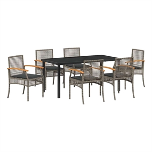 Afuera Living Contemporary 7 Piece Rattan Garden Dining Set in Gray