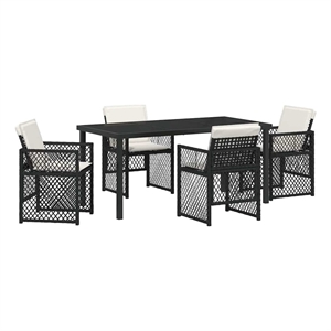 Afuera Living 5 Piece Poly Rattan Garden Dining Set in Black