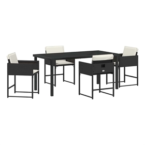Afuera Living 5 Piece Poly Rattan Garden Dining Set in Black