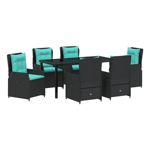 Afuera Living 7 Piece Poly Rattan Garden Dining Set in Black