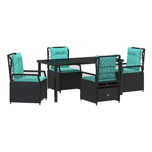 Afuera Living 5 Piece Poly Rattan Garden Dining Set in Black