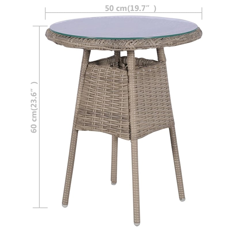Afuera Living 3 Piece Poly Rattan Garden Dining Set in Brown/Cream White