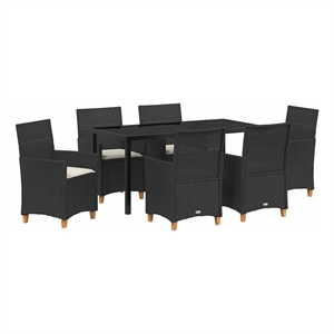 Afuera Living 7 Piece Poly Rattan Garden Dining Set in Black