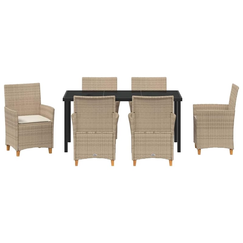 Afuera Living 7 Piece Poly Rattan Garden Dining Set in Beige