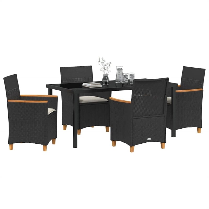 Afuera Living 5 Piece Poly Rattan Garden Dining Set in Black