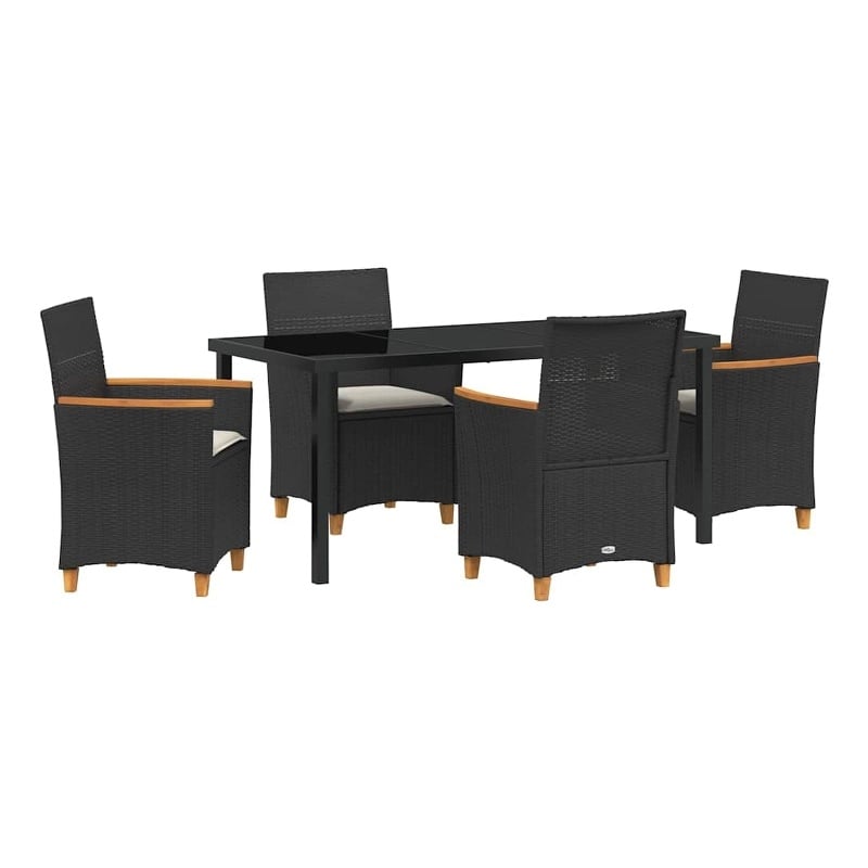 Afuera Living 5 Piece Poly Rattan Garden Dining Set in Black