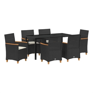 Afuera Living 7 Piece Poly Rattan Garden Dining Set in Black