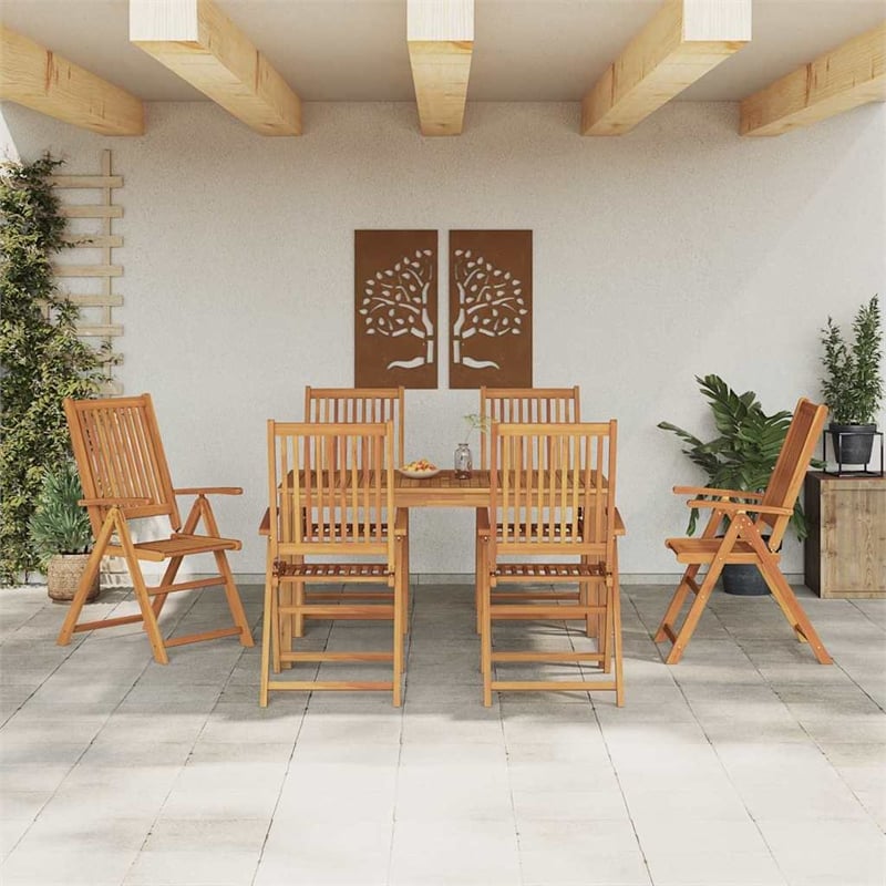 Afuera Living Contemporary 7 Piece Steel Garden Dining Set in Brown