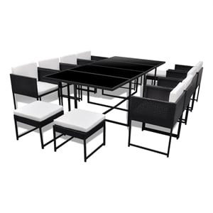 Afuera Living 13 Piece Poly Rattan Garden Dining Set in Black