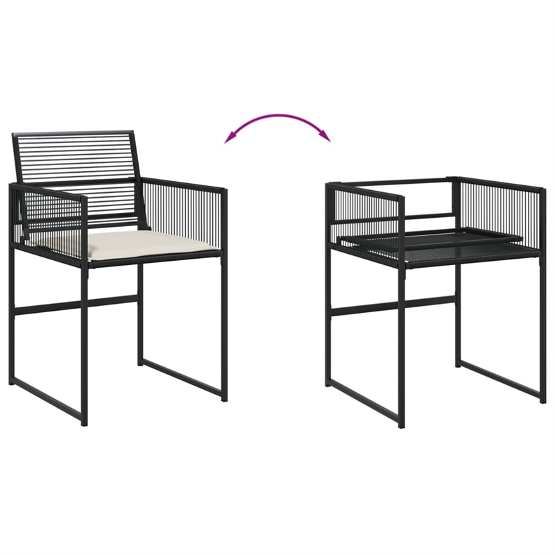 Afuera Living 11 Piece Poly Rattan Garden Dining Set in Black/Cream White