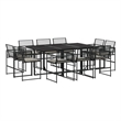 Afuera Living 11 Piece Poly Rattan Garden Dining Set in Black/Cream White