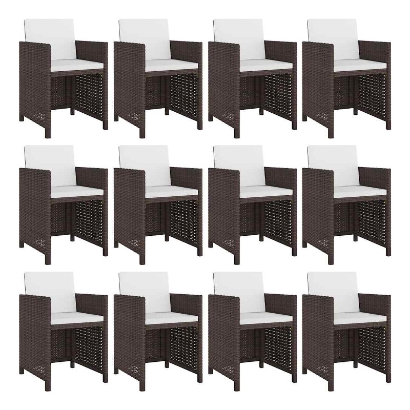 Afuera Living 13 Piece Rattan Garden Dining Set in Brown/Cream White