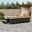 Afuera Living 17 Pc Poly Rattan Garden Dining Set with Cushions in Black & Brown