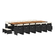 Afuera Living 17 Pc Poly Rattan Garden Dining Set with Cushions in Black & Brown