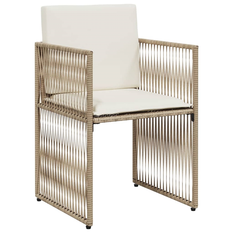 Afuera Living 7 Piece Poly Rattan Garden Dining Set in Beige/Cream White