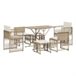 Afuera Living 7 Piece Poly Rattan Garden Dining Set in Beige/Cream White