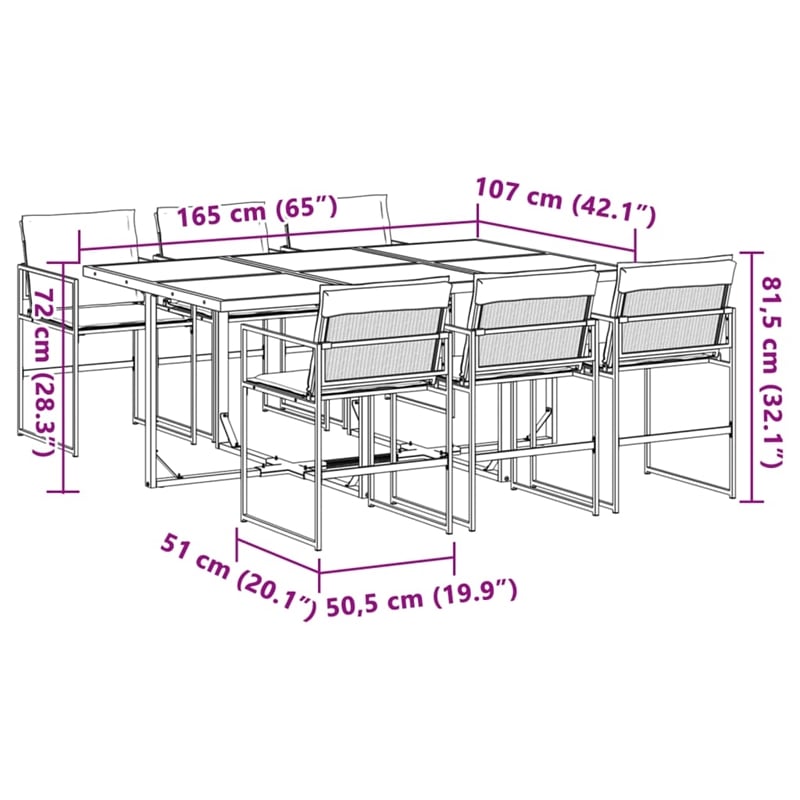 Afuera Living Contemporary Steel Garden Dining Set in Anthracite/Gray