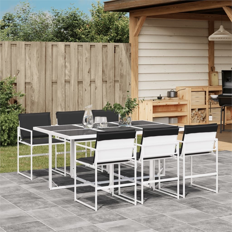 Afuera Living Contemporary Steel Garden Dining Set in Anthracite/Gray