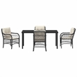 Afuera Living 5 Piece Poly Rattan Garden Dining Set with Cushions in Black