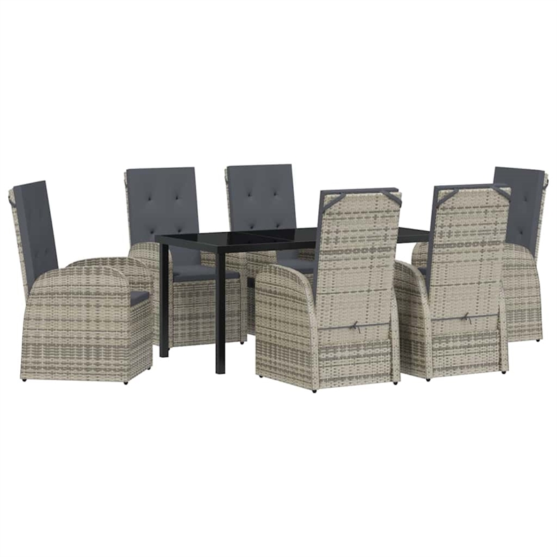 Afuera Living 7 Piece Poly Rattan Garden Dining Set with Cushions in Black