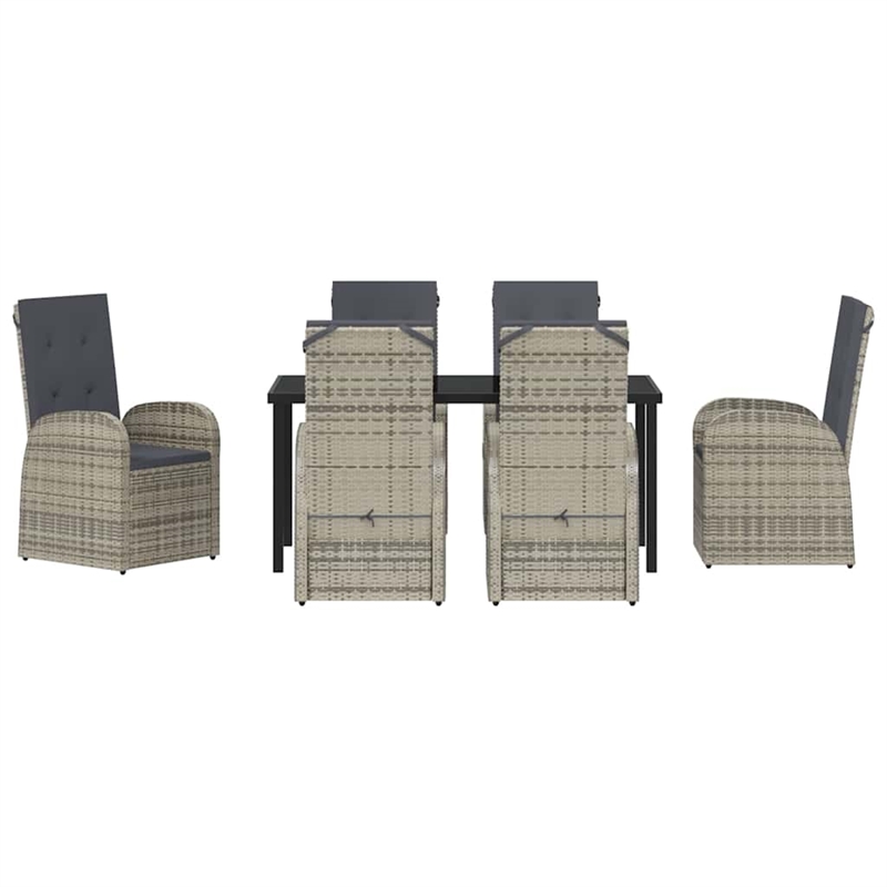 Afuera Living 7 Piece Poly Rattan Garden Dining Set with Cushions in Black