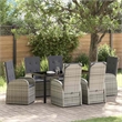 Afuera Living 7 Piece Poly Rattan Garden Dining Set with Cushions in Black