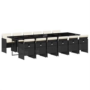 Afuera Living Poly Rattan Garden Dining Set in Black/Cream White