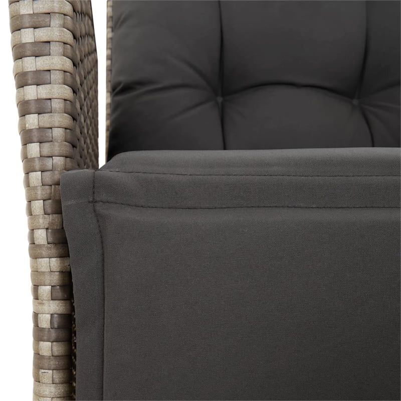 Afuera Living Contemporary 7 Piece Poly Rattan Garden Dining Set in Gray