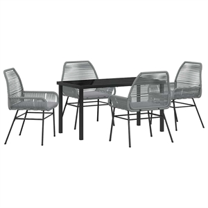 Afuera Living 5 Piece Poly Rattan Garden Dining Set with Cushions in Black