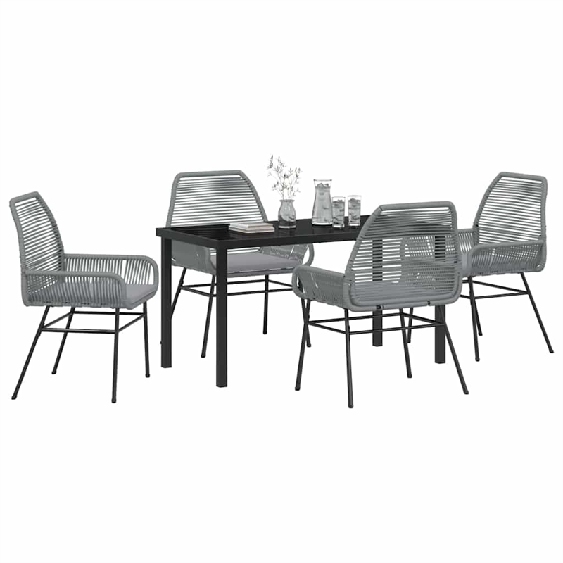 Afuera Living 5 Piece Poly Rattan Garden Dining Set with Cushions in Black