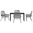 Afuera Living 5 Piece Poly Rattan Garden Dining Set with Cushions in Black