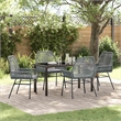 Afuera Living 5 Piece Poly Rattan Garden Dining Set with Cushions in Black
