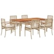Afuera Living 7 Piece Rattan Garden Dining Set in Beige/Cream White