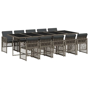 Afuera Living 11 Piece Poly Rattan Garden Dining Set in Gray