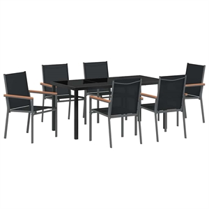 Afuera Living 7 Piece Powder-Coated Steel Garden Dining Set in Black