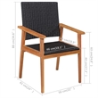 Afuera Living Contemporary Rattan Garden Dining Set in Black and Brown