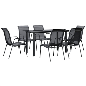 Afuera Living 7 Piece Steel Garden Dining Set in Black/Anthracite