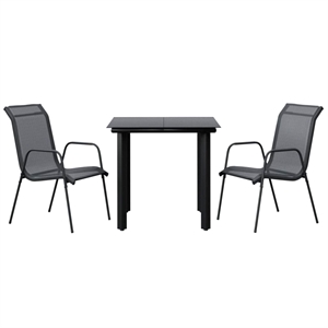 Afuera Living 3 Piece Steel Garden Dining Set in Black/Anthracite