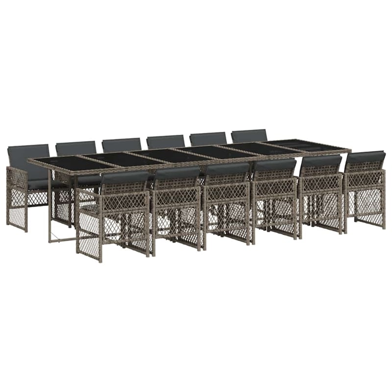 Afuera Living Contemporary Poly Rattan Garden Dining Set in Gray