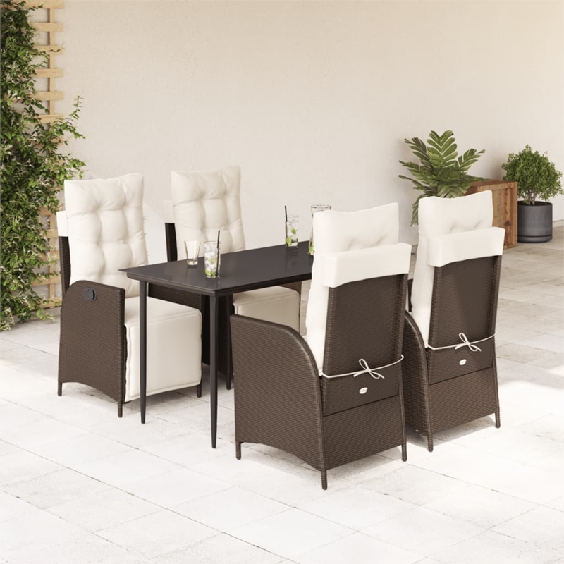Afuera Living Contemporary 5 Piece Garden Dining Set in Brown