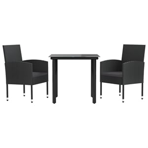 Afuera Living 3 Piece Poly Rattan Garden Dining Set in Black