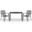 Afuera Living Contemporary 3 Piece Steel Garden Dining Set in Anthracite