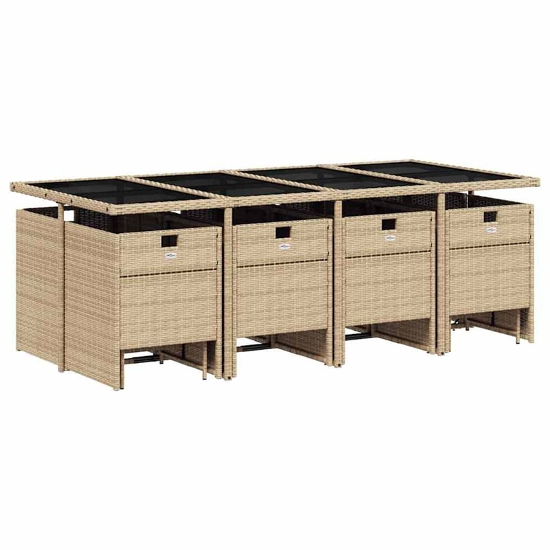 Afuera Living Contemporary Rattan Garden Dining Set in Black/Cream White