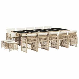 Afuera Living 15 Piece Rattan Garden Dining Set with Cushions in White