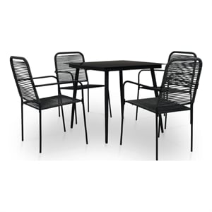 Afuera Living 5 Piece Powder-Coated Steel Garden Dining Set in Black
